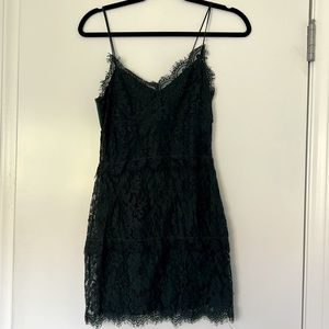 Dark Green Lace Mini Dress, Top Shop, Size 6
